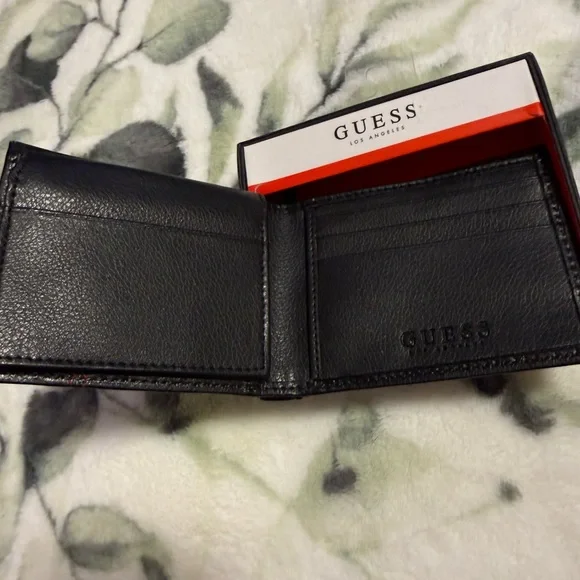 GUESS Black and Red Leather Card Holder - Picture 5 of 6